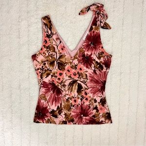Vintage 90s-y2k A.BYER floral tie shoulder top